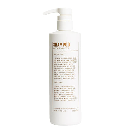 A white pump bottle of Bob Redhead Coconut & Apricot Shampoo, featuring a white plastic bottle with a matching pump dispenser and a clear cap, set against a plain white background.