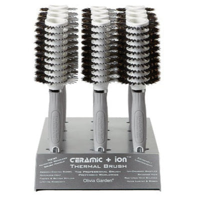 Olivia Garden Ceramic + ion Turbo Vent Oval Twin & 100% Boar - 12 PC Display