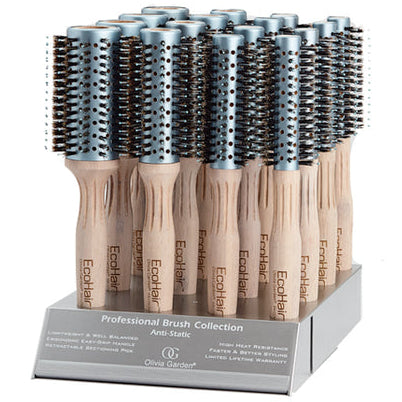 Olivia Garden EcoHair Eco-Friendly Bamboo Combo Vent Brush - 16 PC Display
