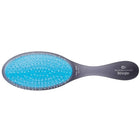 Olivia Garden Detangler hairbrush with a blue gradient silicone bristle pad and a dark gray handle, shown on a light gray background.