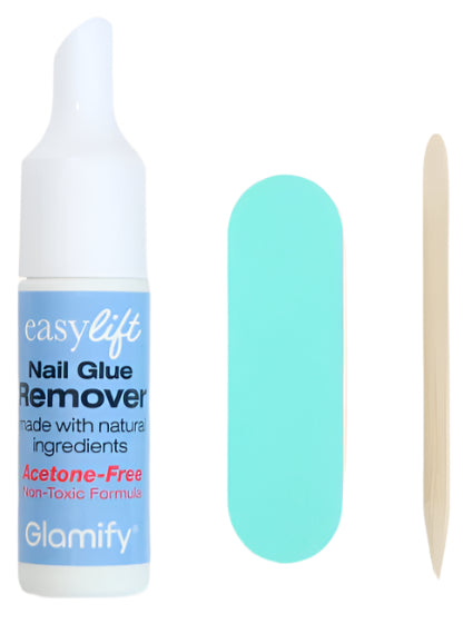 Nail glue remover bottle with applicator on a white background