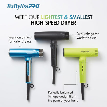 BabylissPRO Nano Titanium Matte Black Light Ionic High-Speed Dryer