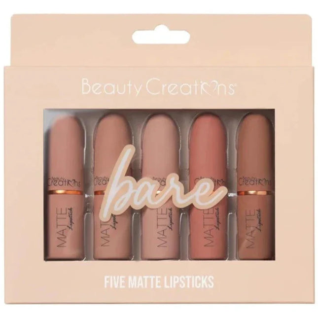 Beauty Creations "Bare" Five Piece Matte Lipstick Set