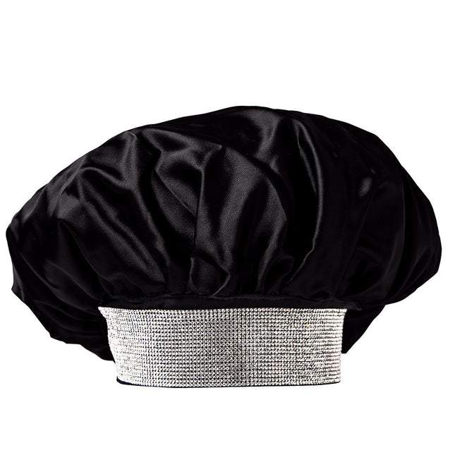 cala silky satin bonnet black jewel