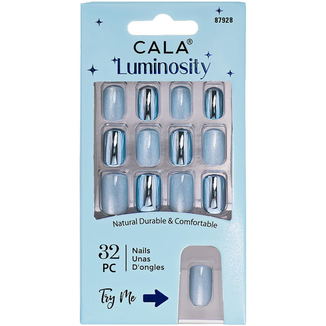 Cala Luminosity Cat Eye Chrome Blue Press On Nails