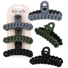 kitsch Black & Moss Chain Claw Clips 3pc Set