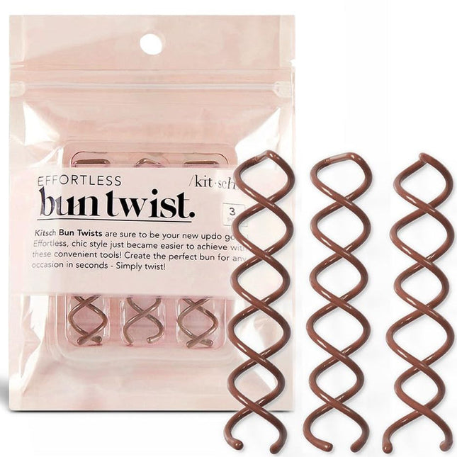 kitsch Brown Bun Twists 3pc Set