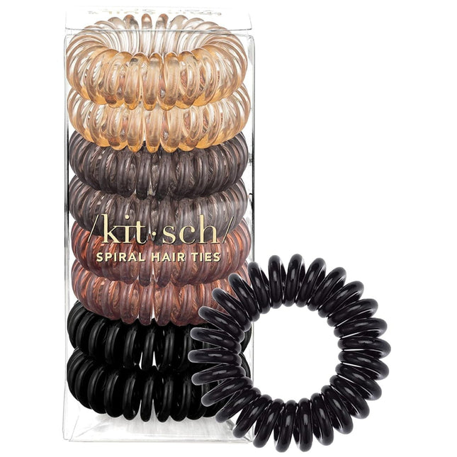 kitsch Brunette Spiral Hair Ties 8pc Set
