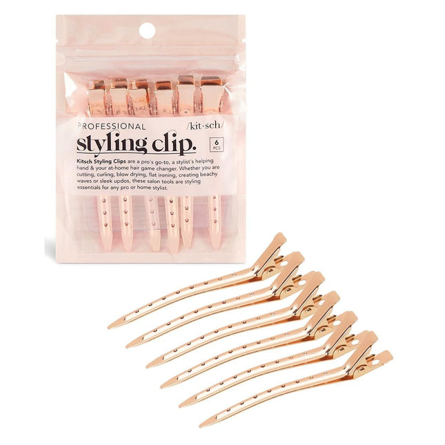 kitsch Rose Gold Styling Hair Clips 6pc Set