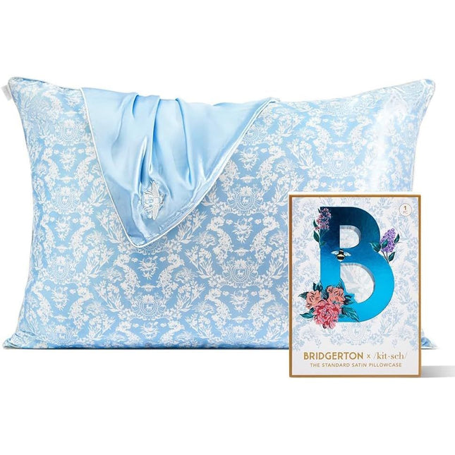 kitsch x Bridgerton Satin Pillowcase in Toile De Blue - Standard/Queen
