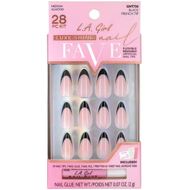 LA Girl Luxe Shine Fave Nail Tips - Black French