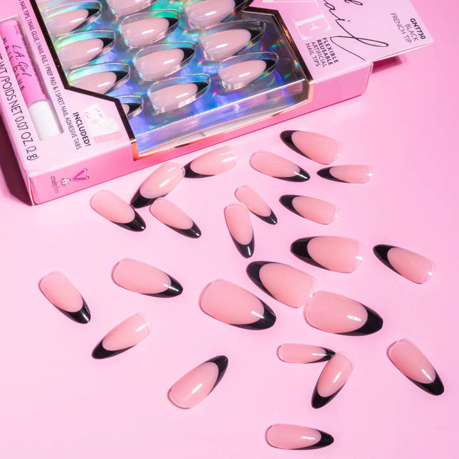 LA Girl Luxe Shine Fave Nail Tips - Black French