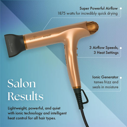 Olivia Garden SuperHP High Performance Professional Hair Dryer (Bronze)