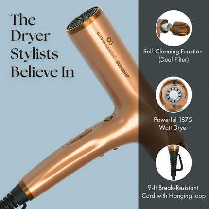 Olivia Garden SuperHP High Performance Professional Hair Dryer (Bronze)