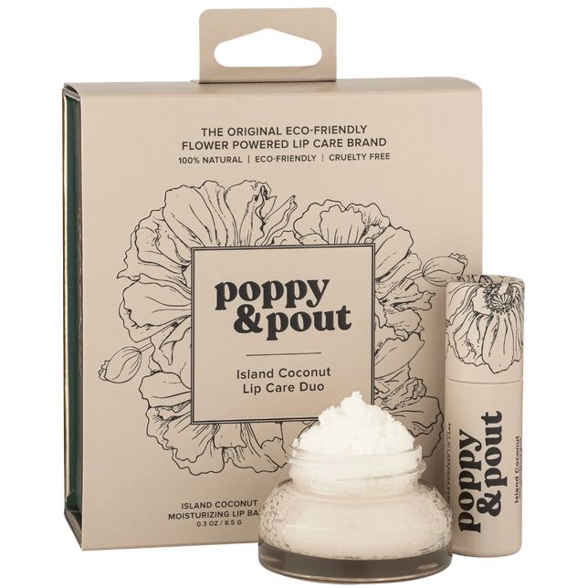 Poppy & Pout Gift Set, Lip Care Duo, Island Coconut