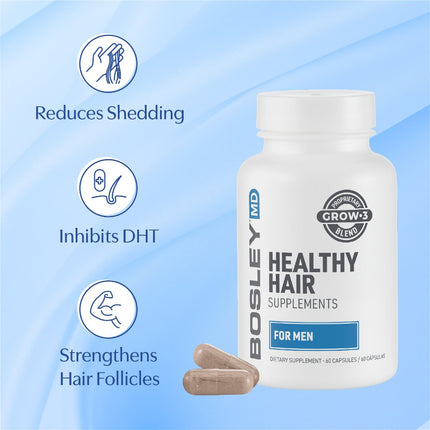 BosleyMD Healthy Hair Growth Capsules for Men 60 Count