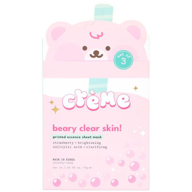 The Creme Shop Boba Bears Beary Clear Skin! Sheet Mask (Brightening + Clarifying) - Set Of 3