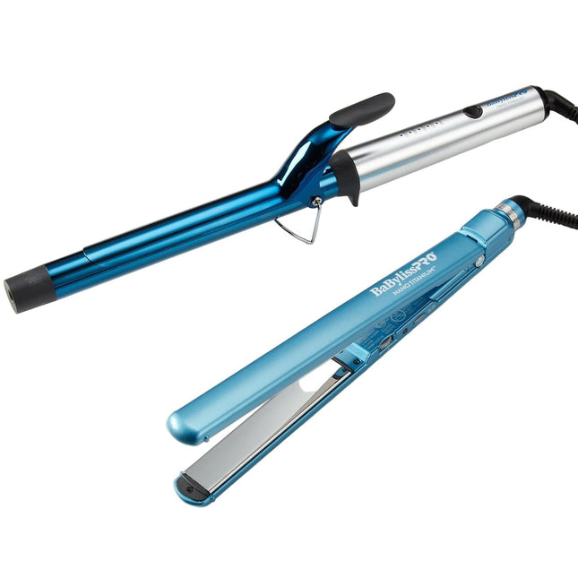 BaBylissPRO Nano Titanium 1" Extended-Barrel Curling Iron & 1" Ultra-Thin Flat Iron Gift Set