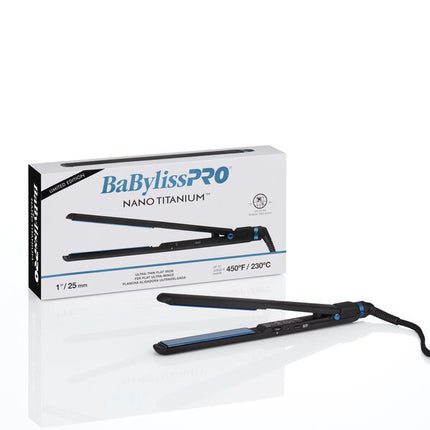 BaBylissPRO Nano Titanium Limited Edition Black & Blue 1" Ultra-Thin Flat Iron