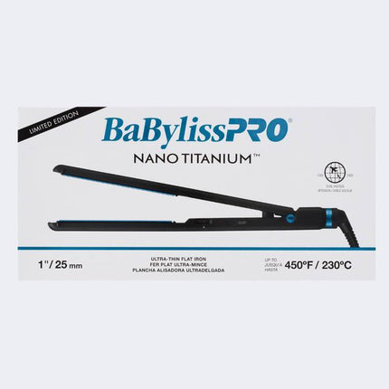 BaBylissPRO Nano Titanium Limited Edition Black & Blue 1" Ultra-Thin Flat Iron