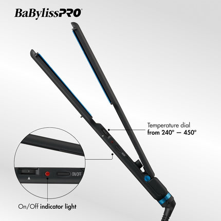 BaBylissPRO Nano Titanium Limited Edition Black & Blue 1" Ultra-Thin Flat Iron