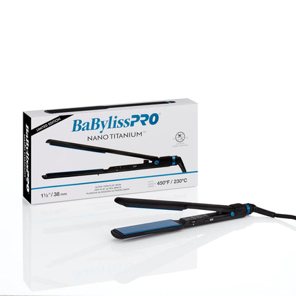 BaBylissPRO Nano Titanium Limited Edition Black & Blue 1" Ultra-Thin Flat Iron