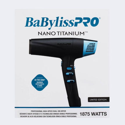BaBylissPRO Nano Titanium Black & Blue Professional High-Speed Dual Ionic Dryer
