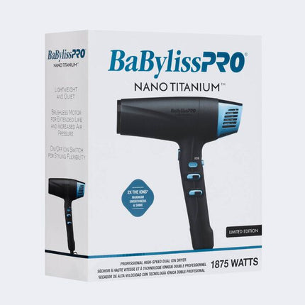 BaBylissPRO Nano Titanium Black & Blue Professional High-Speed Dual Ionic Dryer