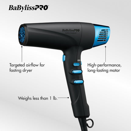 BaBylissPRO Nano Titanium Black & Blue Professional High-Speed Dual Ionic Dryer