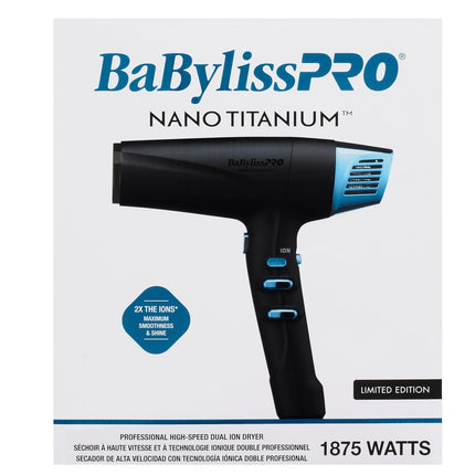 BaBylissPRO Nano Titanium Black & Blue Professional High-Speed Dual Ionic Dryer
