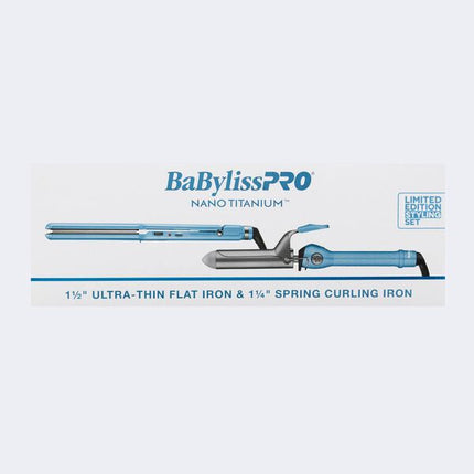 BaBylissPRO Nano Titanium™ 1 1/2" Ultra-Thin Flat Iron + 1 1/4" Spring Curling Iron Gift Set