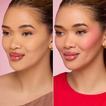 Beauty Creations Liquid Blush  Model Wearing Coral Quartz