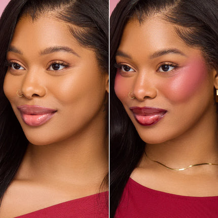 Beauty Creations Liquid Blush  Model Wearing Modern Wine