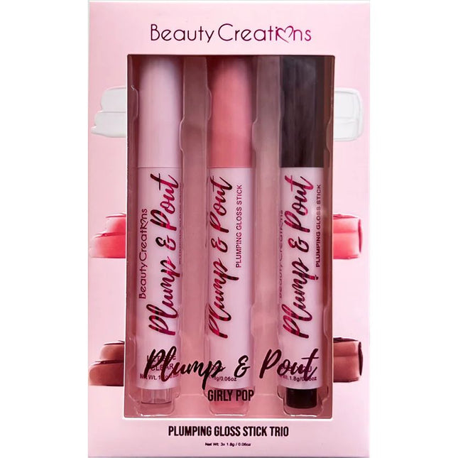Beauty Creations Plump & Pout Plumping Gloss Stick Trio - Girly Pop