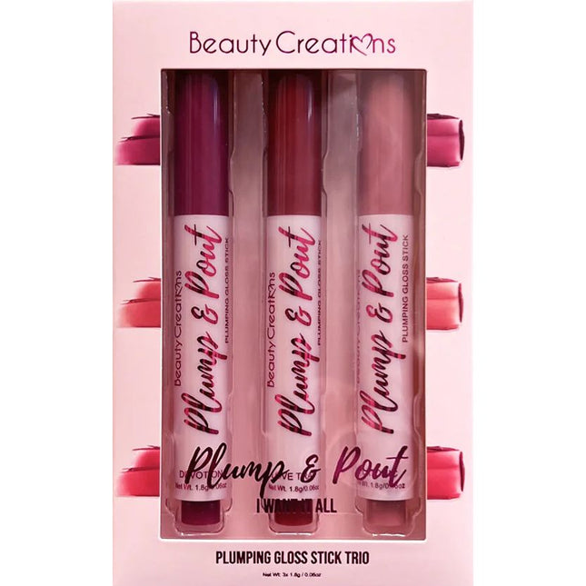 Beauty Creations Plump & Pout Plumping Gloss Stick Trio - I Want It All