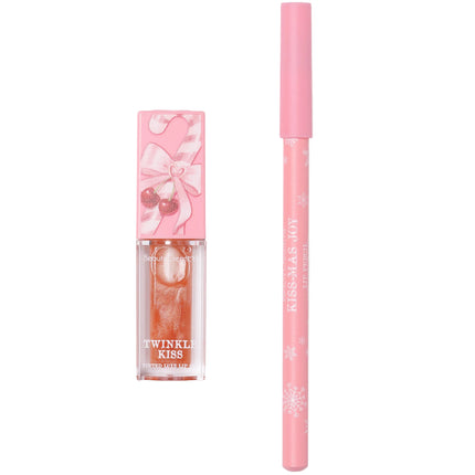 Beauty Creations Xmas Merry Kiss-Mas! Tinted Luxe Lip Oil & Wooden Lip Pencil Duo