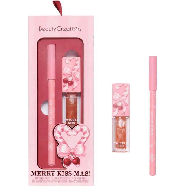 Beauty Creations Xmas Merry Kiss-Mas! Tinted Luxe Lip Oil & Wooden Lip Pencil Duo