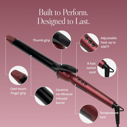 Bio Ionic Velvet Rouge Long Barrel Curling Iron