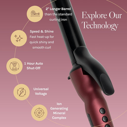 Bio Ionic Velvet Rouge Long Barrel Curling Iron
