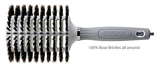 Olivia Garden Ceramic + ion Turbo Vent Oval Twin & 100% Boar - 3 1/2" ×2 1/2"