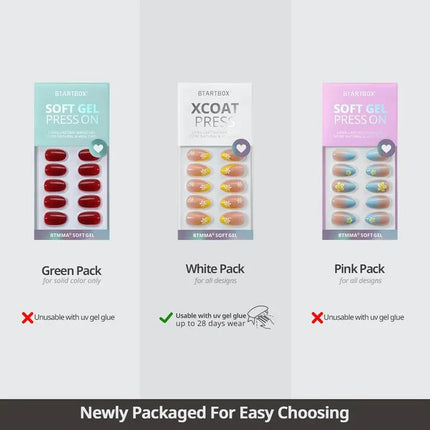 BTArtboxnails X-Coat Soft Gel Press On Nails - Orchid Dew (Short Almond)