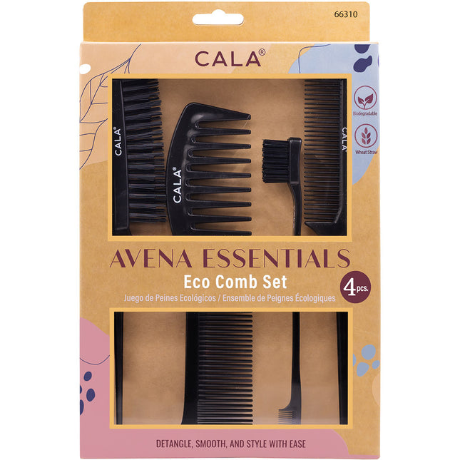 Wheat Straw Comb Set - Black 4 Pcs