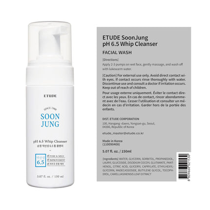 ETUDE Soonjung Ph 6.5 Whip Cleanser