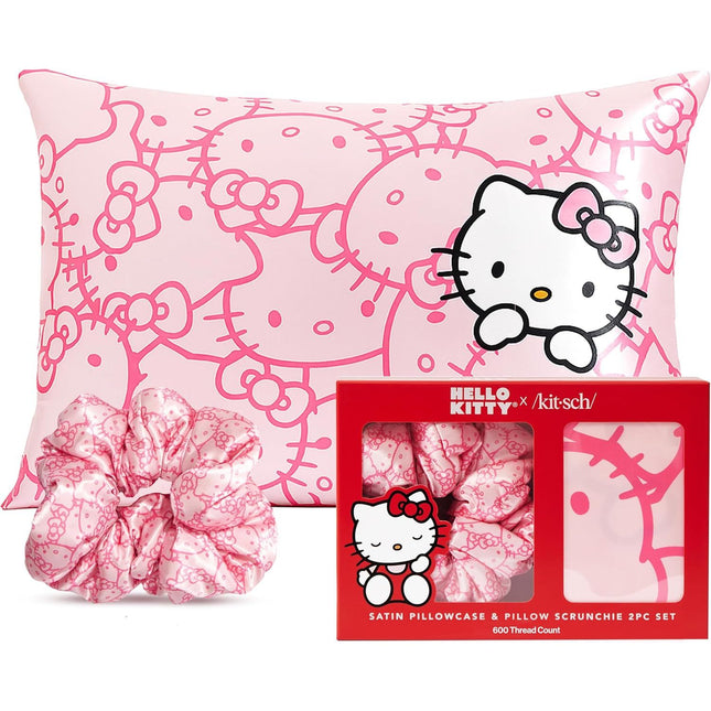 kitsch Hello Kitty x Kitsch Satin Pillowcase & Pillow Scrunchie 2pc Set