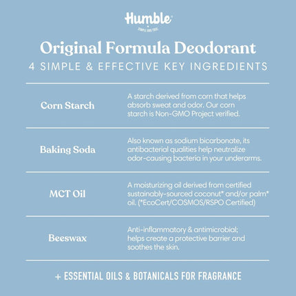 Humble Brands Aluminum Free Deodorant Original Formula Plastic Free