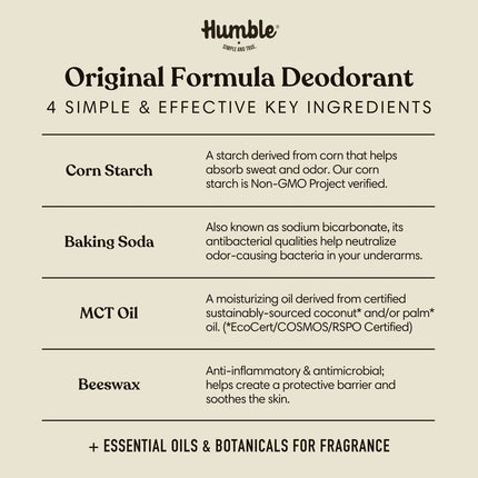 Humble Brands Aluminum Free Deodorant Original Formula Plastic Free