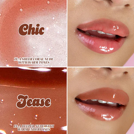Italia Deluxe Thirsty Pout Hi-Shine Lip Gloss Chic and Tease Swatch