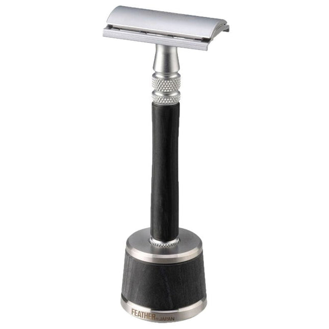 Feather Wood and Stainless Steel Double Edge Razor w/Stand WS-D2S