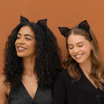 kitsch Black Cat Lace Headband & Mask