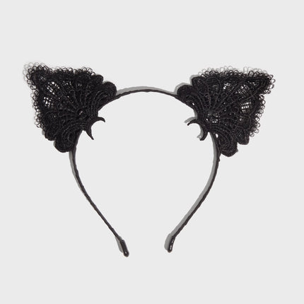 kitsch Black Cat Lace Headband & Mask